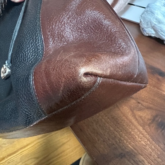 Brighton Black & Brown Pebbled Leather Braided Strap Medium Shoulder Bag - Picture 8 of 8